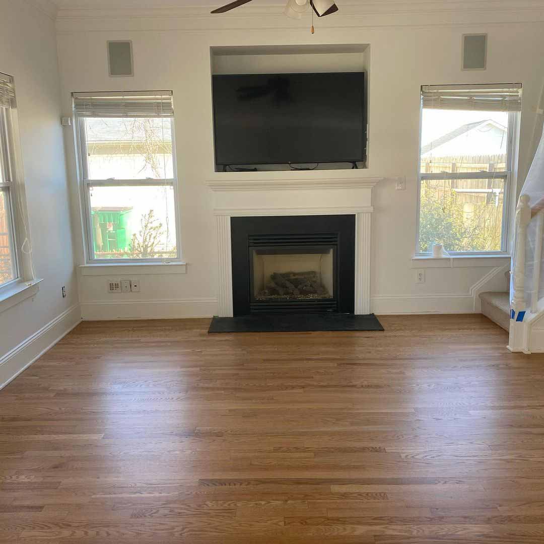 Red oak wood in living room Charlotte NC