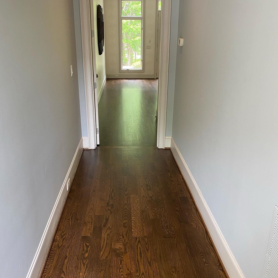 Hardwood floor refinishing hallway red oak Mooresville NC