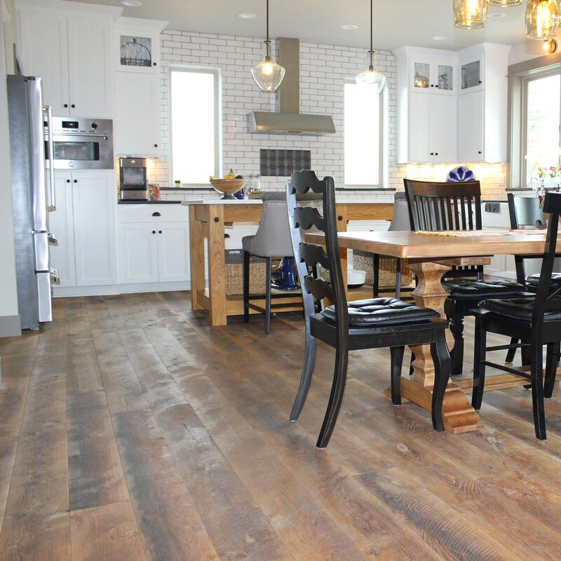 farmhouse style kitchen reclaimed wood floors Charlotte