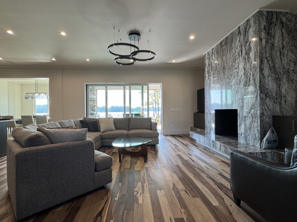 wood flooring in beautiful Charlotte home by lake