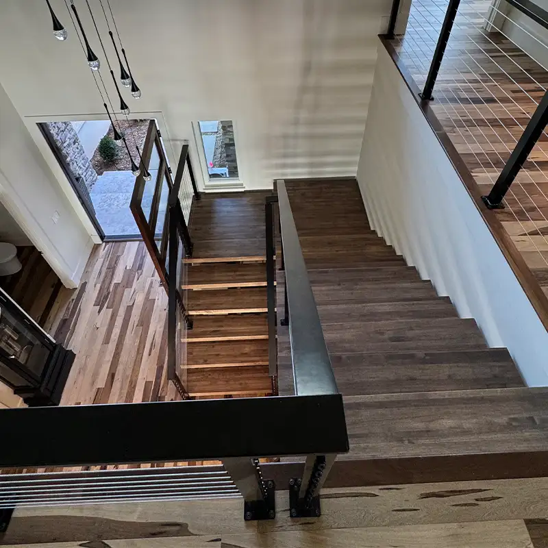 Matthews wood staircase installation Fabricio Hardwood Floors